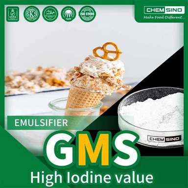 Úsáid go forleathan Uimhir CAS GMS Ard-Iaidín (Glycerol Monostearate).31566-31-1